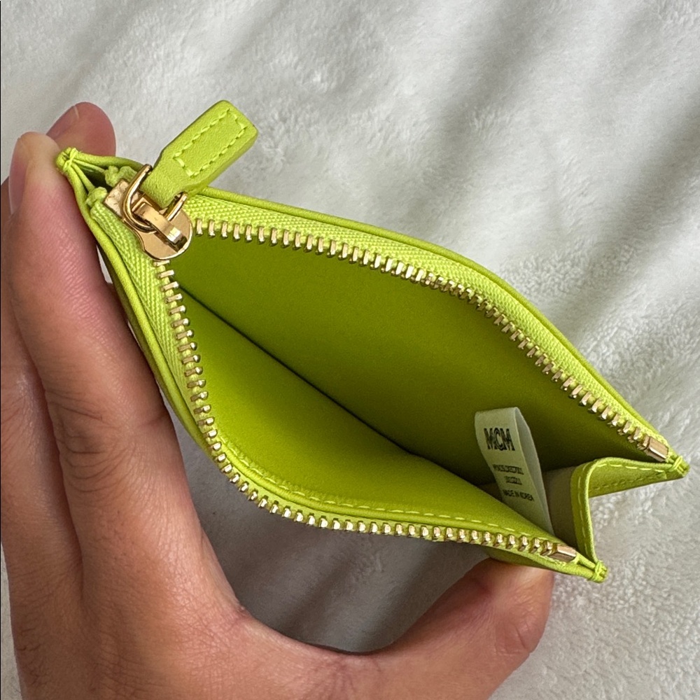 MCM Neon Green Card Mini Wallet - Picture 3 of 3